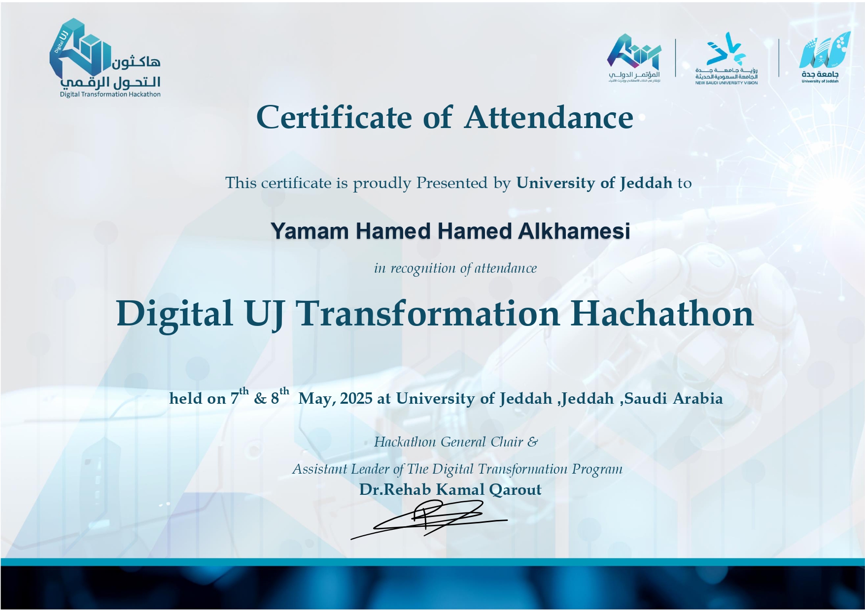UJ Hackathon Certificate