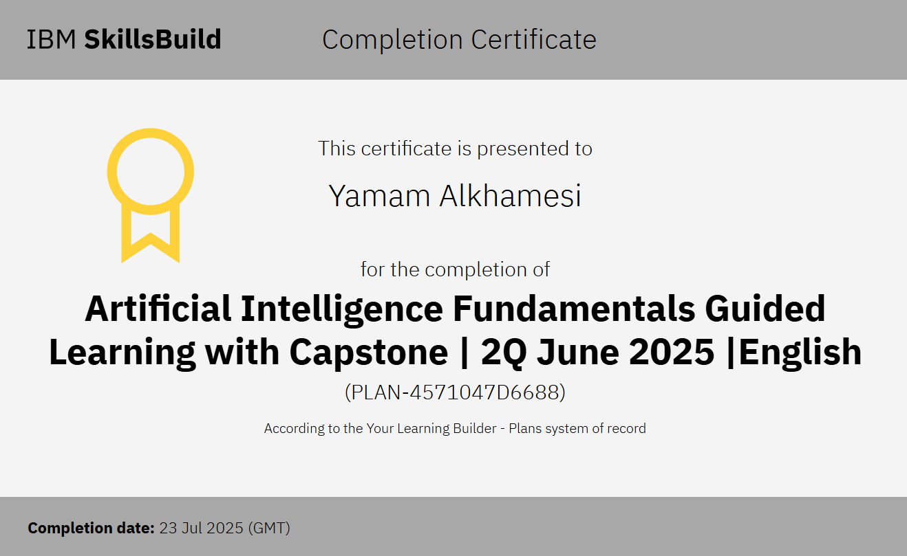 IBM AI Certificate